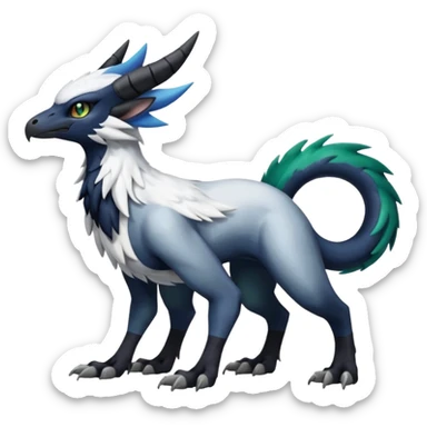 Shiny Black Grey White and Dark-Green Trico-Nargacuga-Silvally-Absol-fusion sticker