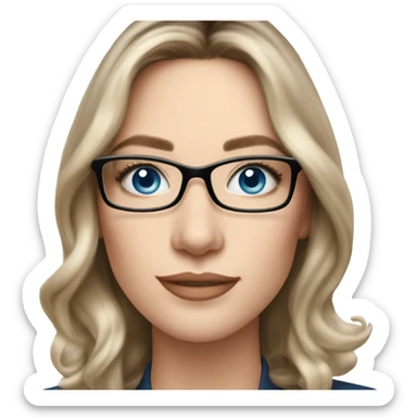Shoulder length Balayage pale beautiful corporate woman with glasses and blue eyes sticker