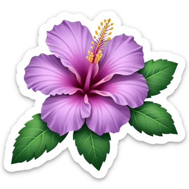 single lilac hibiscus blossom with 6 branch  facing left in png form  sticker