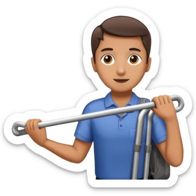 Rider holding grab bar,Metro Riders, inside metro train, no transparent. sticker