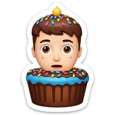 cake with a man hiding inside sticker