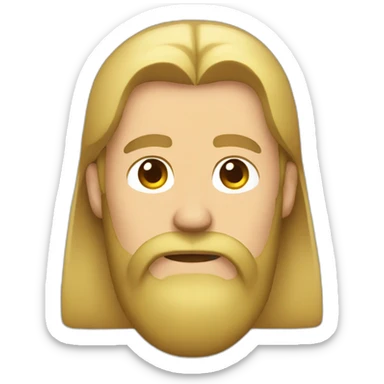 man with blonde greasy hair and a long beard without a moustache in a red button down shirt sticker