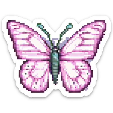 pink butterfly in pixel art style sticker
