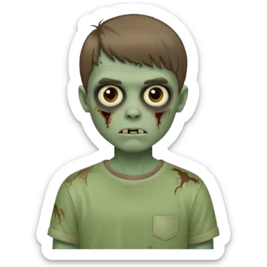 Garoto zumbi com camisa alternativa cabelo castanho quase tijelinha mas não tijelinha sticker