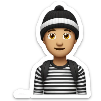 guy with beanie and black and white striped shirt sticker