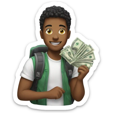 Student wih money sticker