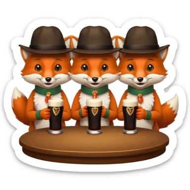 Three foxes sitting at a round table drinking Guinness sticker