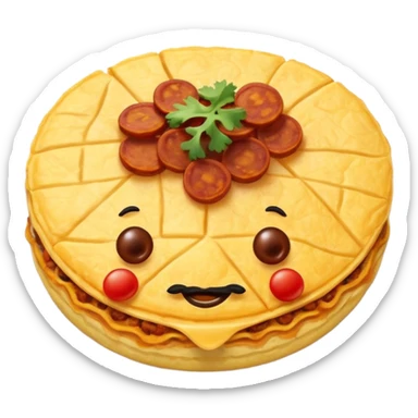 Mexican omelette with a hash brown and chorizo coming out of it  sticker