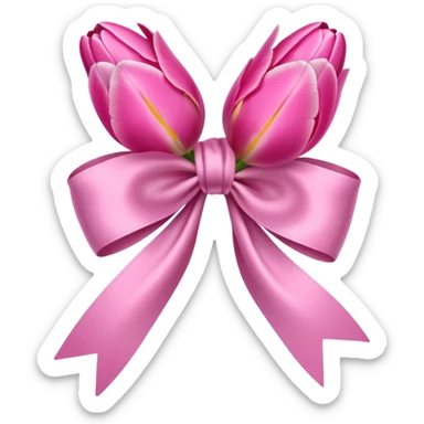 Pink tulips with a bow sticker