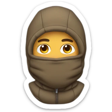 guy with a tan  balaclava with bear ears and puffer jacket  sticker
