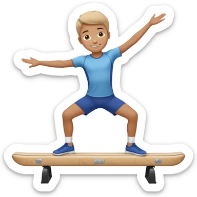 balance beam with a boy balancing on top flipping emoji sticker