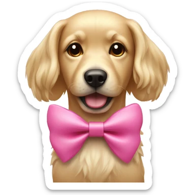 Blonde dog with pink bow sticker