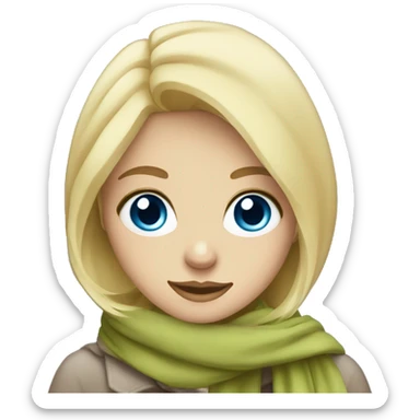 Blonde girl blue eyes with scarf on sticker
