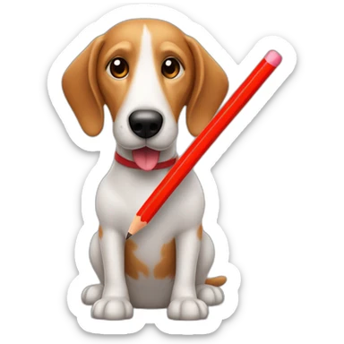 a sausagedog holding a red pencil sticker