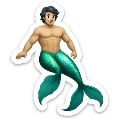 Tan merman with dark hair sticker