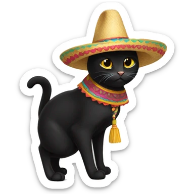 Black cat whit a sombrero sticker