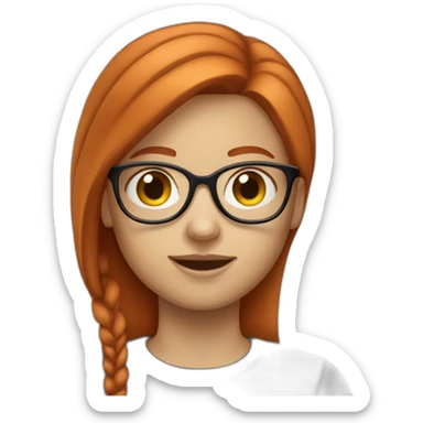redhead girl with straight medium hair and glasses sticker