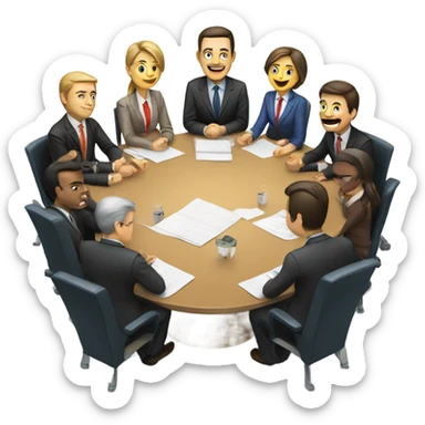 10 men and women work meeting at a table sticker