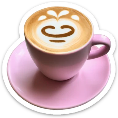 pink latte with heart shaped latte art sticker