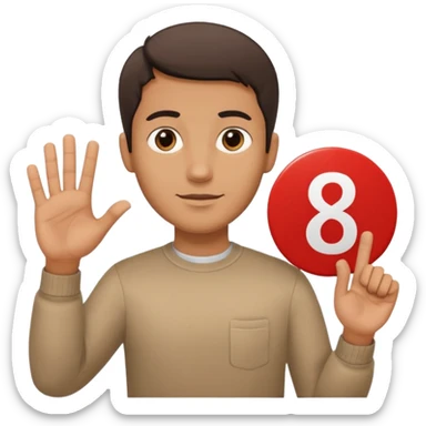 Un bonhomme tenant une pancarte avec le numéro 6 dans la main gauche et une pancarte avec le numéro 7 dans la main droite  sticker