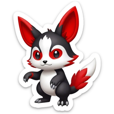 Cute cool black red white animal hybrid Fakemon full body sticker