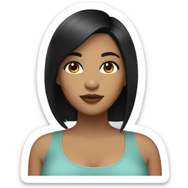 Plus size girl with straight medium length black hair and hazel eyes sticker