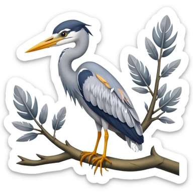 Grey Heron in a tree sticker