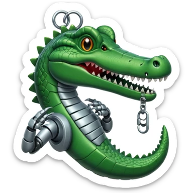 crocodile with a robot hand hanging out of mouth sticker