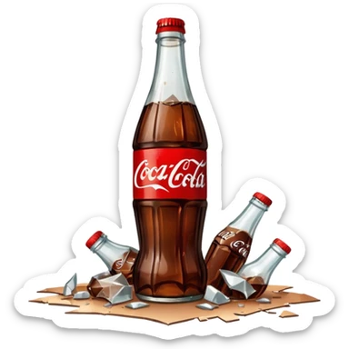 bottle of coca cola broken in the middle sticker