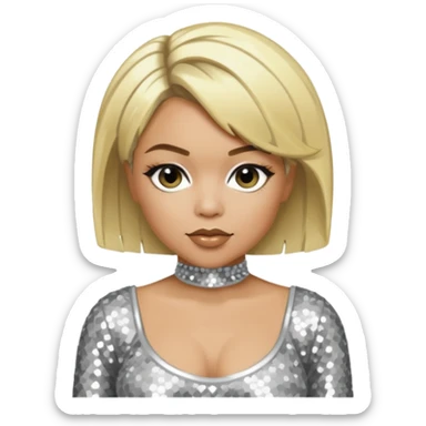 T-Boz from TLC with short blonde hair, silver outfit sticker