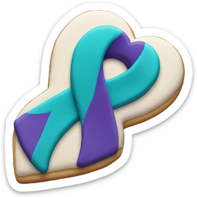 Purple teal Suicide awareness ribbon, heart cookie sticker
