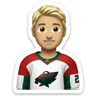 Minnesota wild hockey player boy with jersey with short blonde hair  sticker
