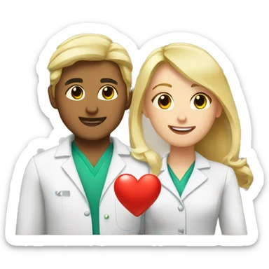 blonde female pharmacist and male chemist in love  sticker