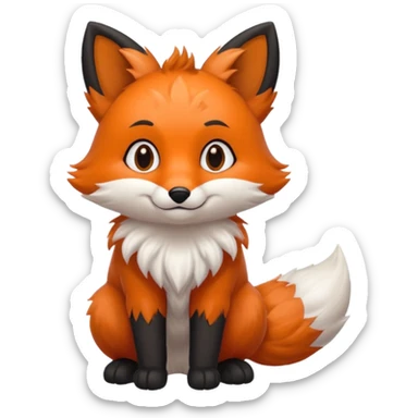 Floofy the Creampuff fox blackish gray fur color chubby Black paws orange color 3 tails sticker