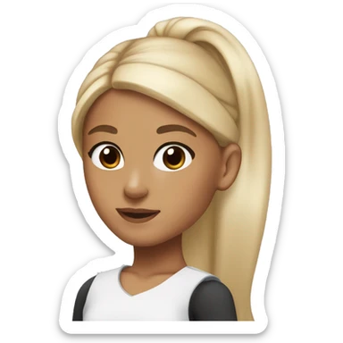 Girl with brown eyes and blonde ponytail like Ariana Grande sticker