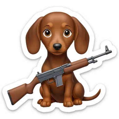 Dachshund dog Holding M16 sticker