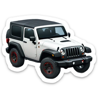 White Jeep Wrangler Rubicon with red accents  sticker