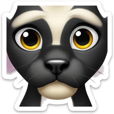 Un emoji de pantera negra con un rostro de alerta. Tendría orejas puntiagudas y ojos brillantes, sin manchas visibles en el cuerpo. La expresión sería intensa y misteriosa, destacando la elegancia del animal. se tiene que ver el cuerpo enteo sticker