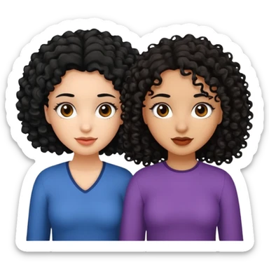 2 girl best friends. One who is African american with black hair and dark brown eyes. one who is white with curly dark brown hair and dark brown eyes. sticker
