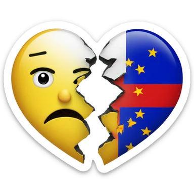Broken heart with EU flag cracked in two halves  sticker