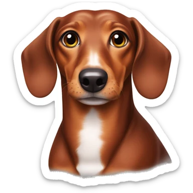 The dachshund is red with a white spot on the neck sticker