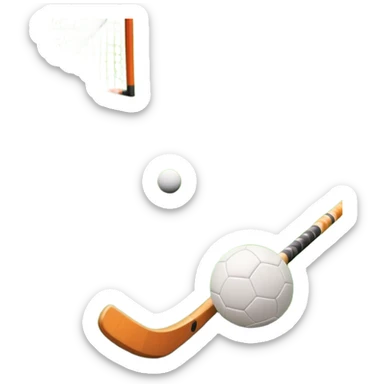 Hockey on grass. A field hockey stick and ball resting on a well-maintained grass field, with the goalposts and markings visible in the background. The scene highlights the precision and focus of the sport, with the vibrant green pitch creating a dynamic atmosphere. sticker