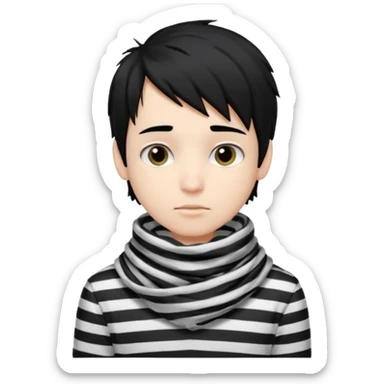 emo boy with black and white striped scarf with black hair

 sticker
