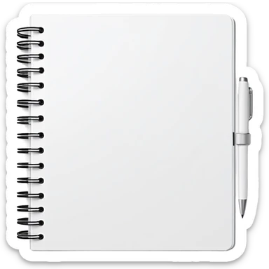 A flat-style illustration of a spiral-bound school planner or notebook with a clean cover and subtle page lines, symbolizing K–12 teaching. Minimal, cartoon style, white background, iOS emoji aesthetic. sticker