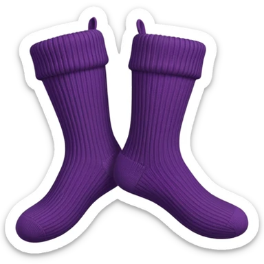 A 3D cartoon pair of cozy knitted socks with ribbed pattern and soft texture, folded neatly, Memoji-style rendering. sticker