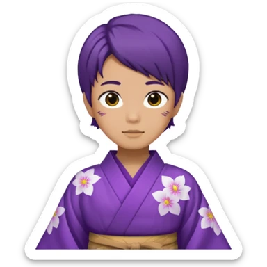 não binário japones kimono roxo sticker