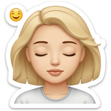 person relaxing with eyes closed enjoying a pleasurable breeze on their face sticker