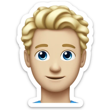 light curl blonde 25yo man blue eyed pale skin without moustache sticker