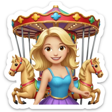 girl spinning inside of a carousel sticker