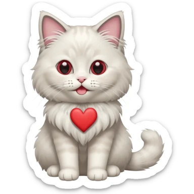 Full body ragdoll Cat with love heart eyes and mouth open sticker